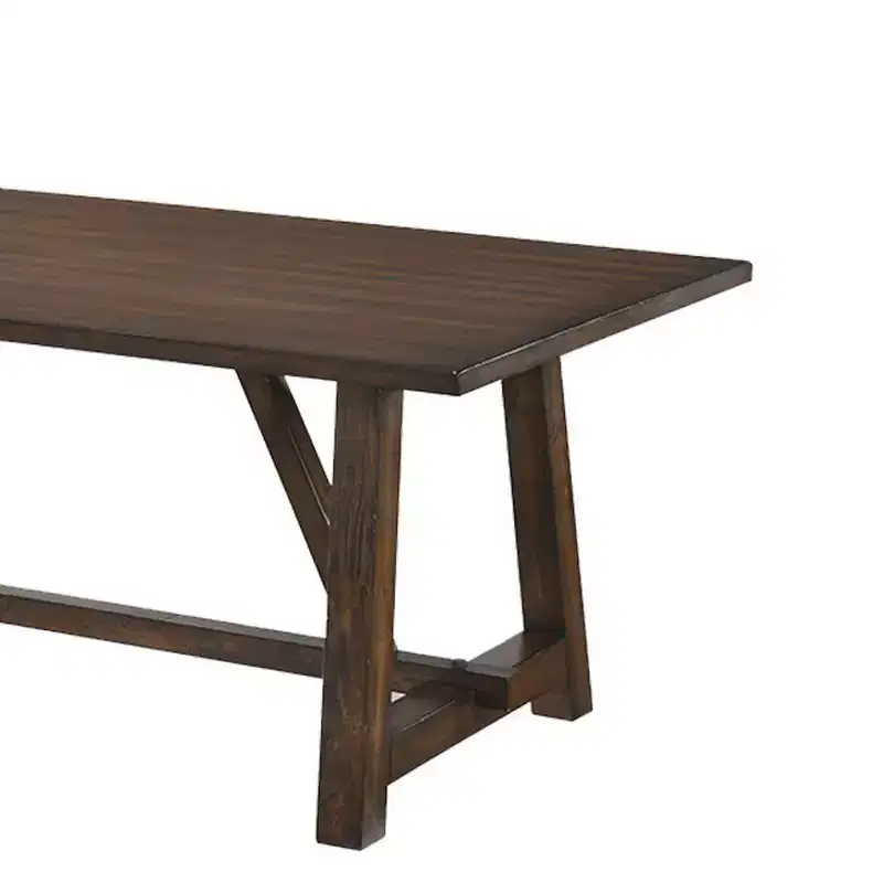 Rectangle Dining Table Dark Oak Finish Trestle Base Seats 6 Wood Composite 72
