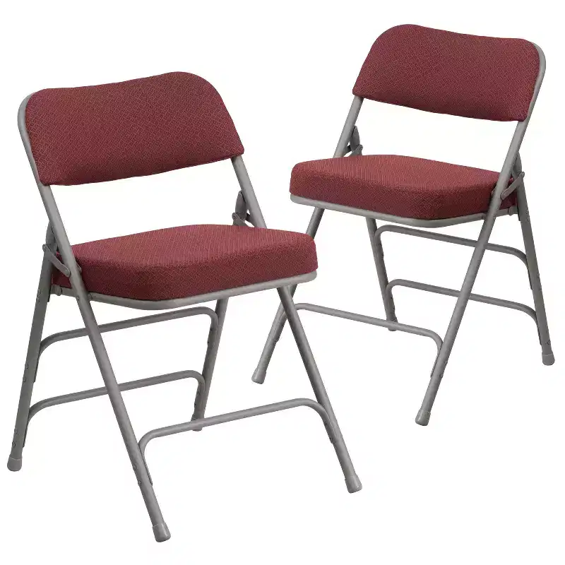 Flash Furniture 2 Pack HERCULES Series Premium Curved Triple Braced & Hinged Fabric Upholstered Metal Folding Chair