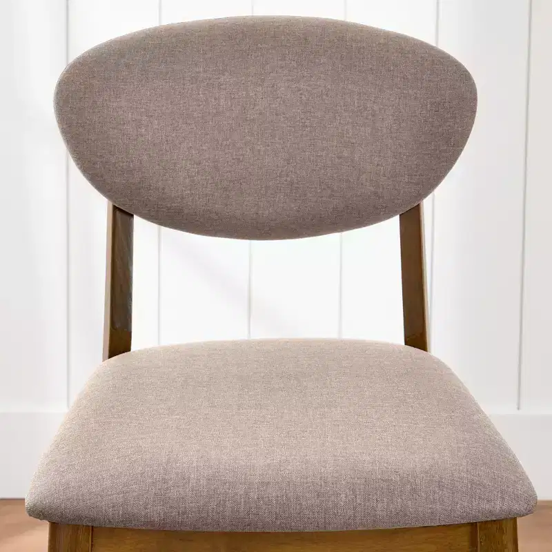 2-Piece Mid-Century Modern Wood and Upholstered Counter Height Bar Stool Set