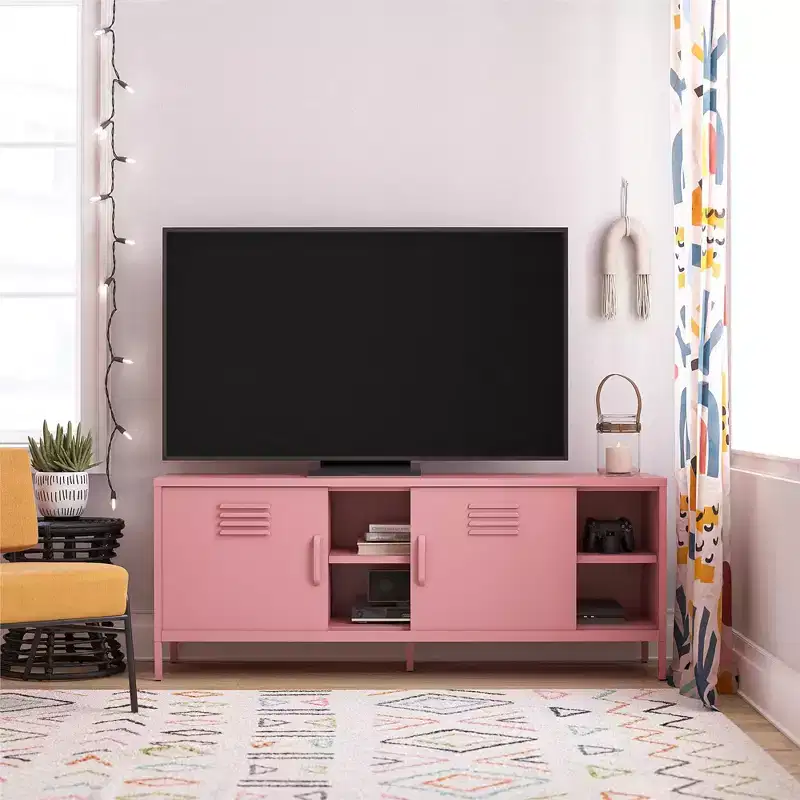 Traditional TV Stand with 2 Sliding Doors