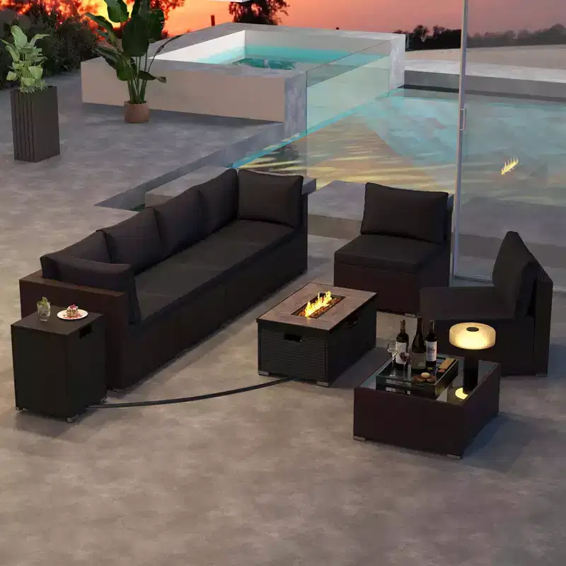 Costway 12 PCS Outdoor Furniture Set with 32 Fire Pit Table and Propane Tank Cover