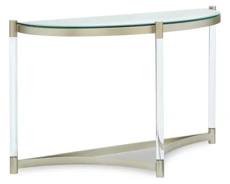 48 Modern Glass Top Sofa Table - Platinum with Metal and Acrylic