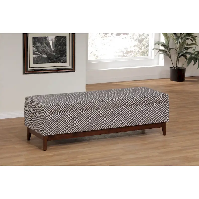 Brooke Transitional Wood Trim Tufted Storage Ottoman