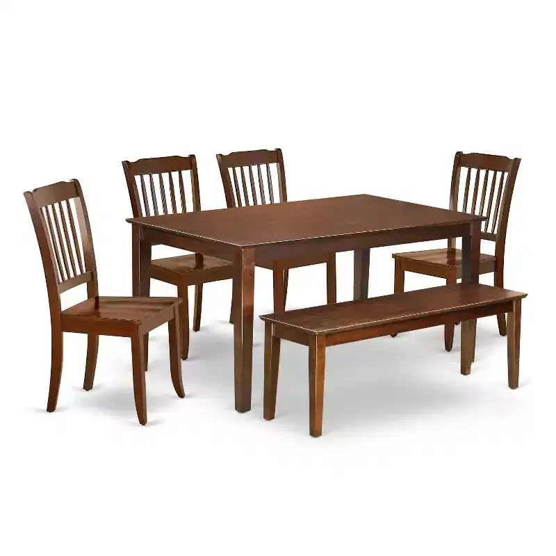 Coastal Dining Set 6Pc - 60 Table, 4 Chairs & Bench - Outdoor Patio Furniture