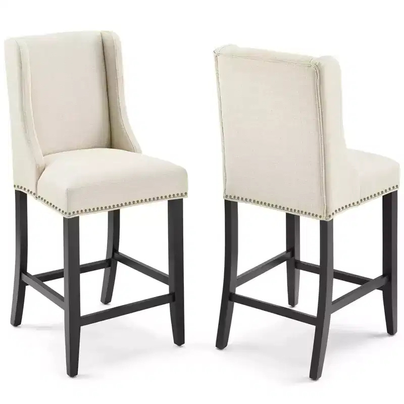 Set of 2 Counter Height Barstool Upholstered Fabric