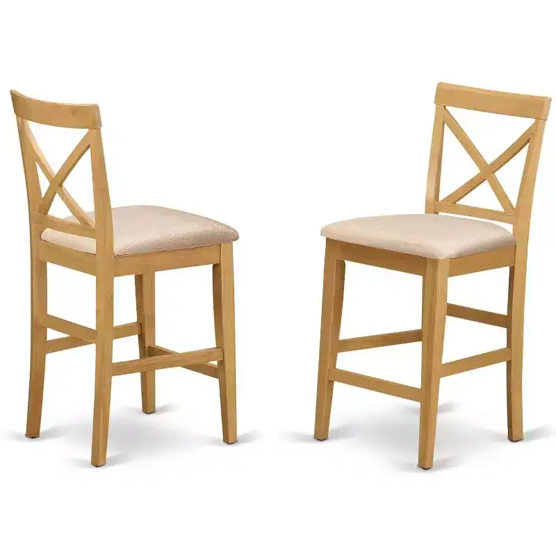 HomeStock Pub Counter Stool-Linen Fabric Bar Height Dining Chair