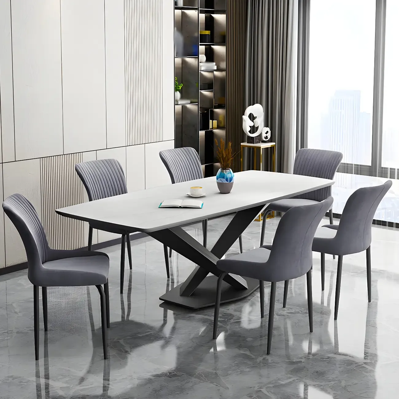 Industrial Dark Gray Armless Kitchen Dining Chairs
