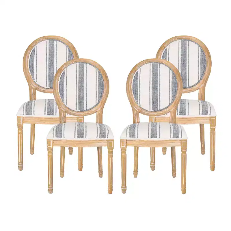 GDFStudio Newman Traditional Upholstered Rubberwood Dining Chairs (Set of 4)