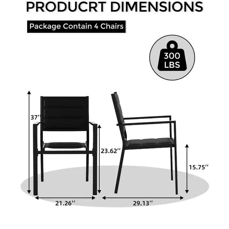 COZONY 4 PCS Outdoor Dining Chairs Set  Weather-Resistant Patio Chairs with Armrests, Metal Frame for Lawn, Deck, Balcony & Poolside