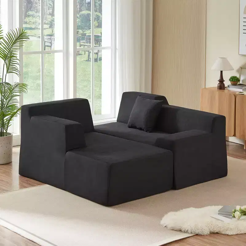 GDFStudio Celine 96.46'' Modern 3-Seater L-Shaped Corduroy Upholstered Sectional Sofa