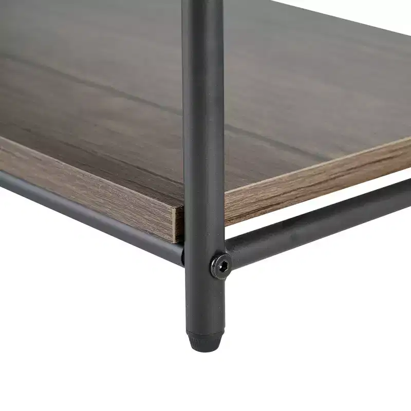 2-Tier Metal Frame Freestanding Bookshelf & Magazine Rack for Small Spaces