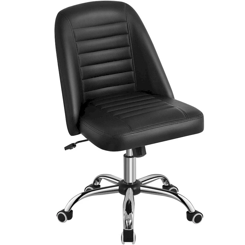Faux Leather Mid-Back Tufted Armless Office Chair