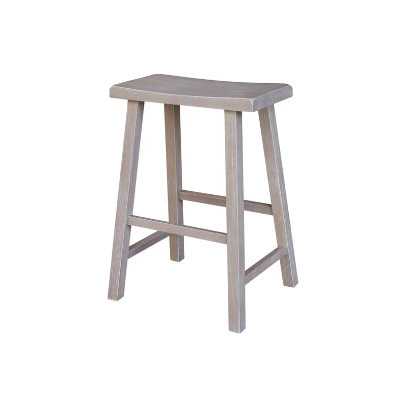 Solid Wood Saddle Seat Counter Height Stool - 24 Inch Seat Height