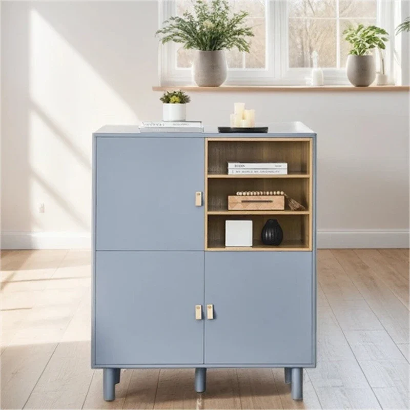 Modern Wood Sideboard Cabinet with Round Legs and Shelf