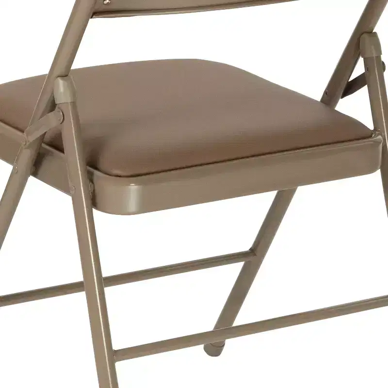 Beige / Gray Padded Vinyl Folding Chair – Set of 2
