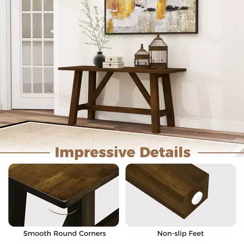 1/2 PCS Wooden Dining Bench Farmhouse Shoe Bench Entryway Seat with Rubber Wood Frame