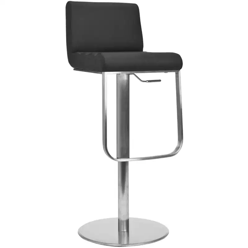 Gas Lift Swivel Bar Stool in Black Bonded Leather