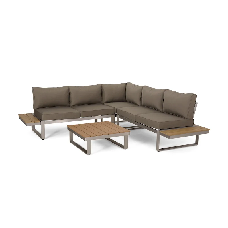 Sterling Aluminum 4-piece Sofa Set with Cushions by Christopher Knight Home