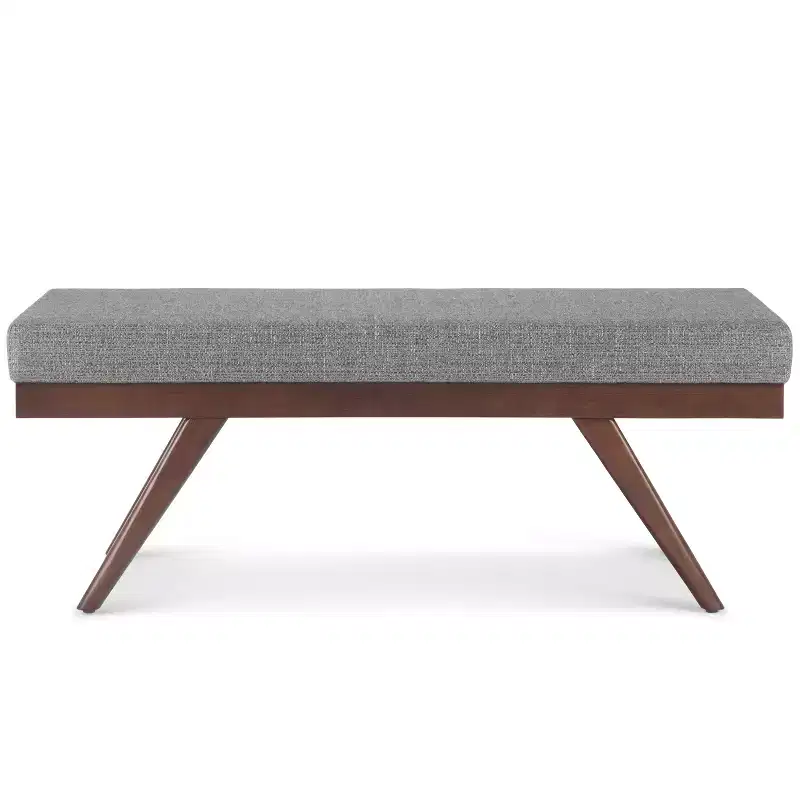 48 Nadine Mid Century Ottoman Bench Faux Air Leather - Wyndenhall