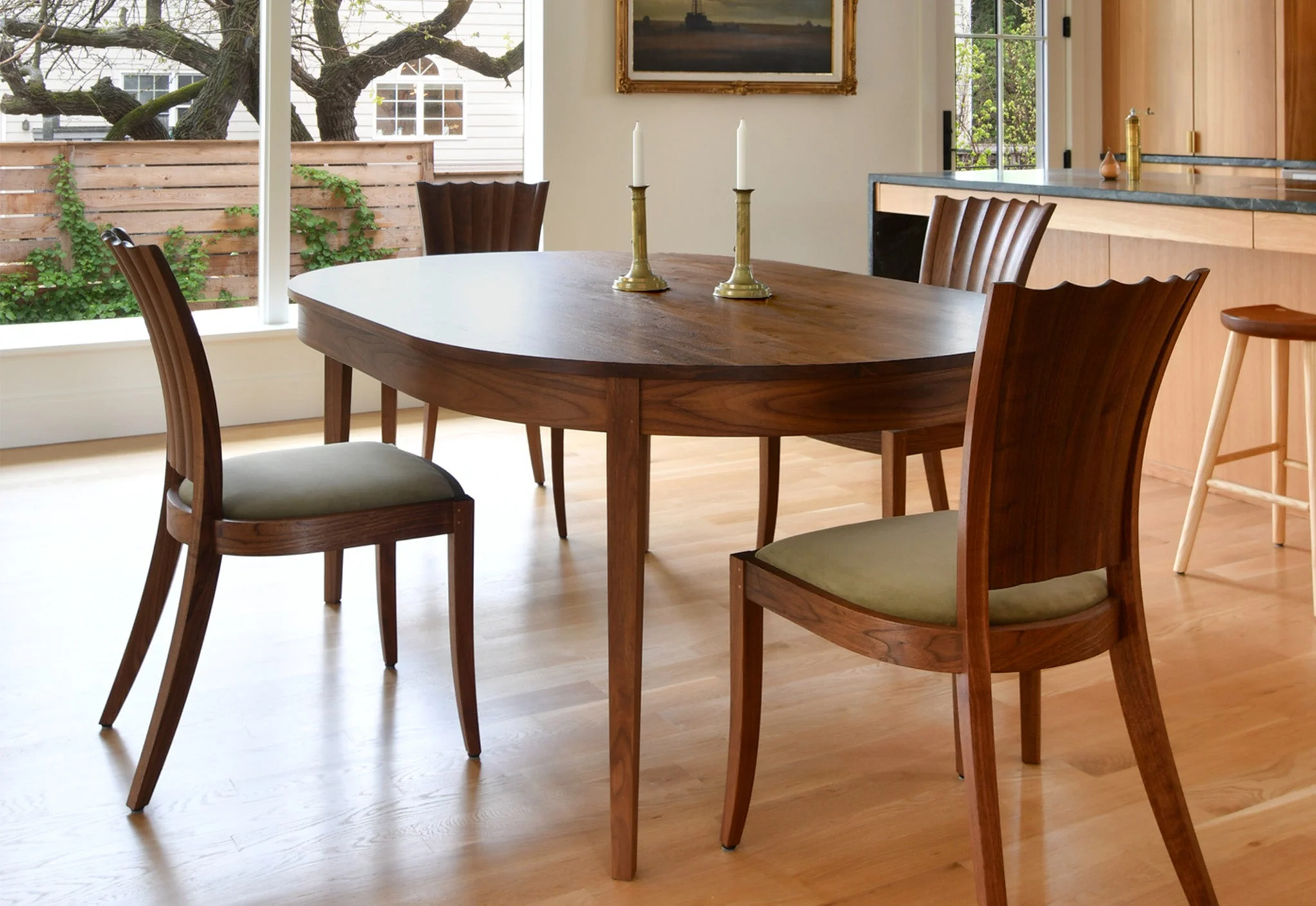 Oval Table - Four Leg - The graceful curves and rich grain patterns of the Oval Table add a touch of formality and