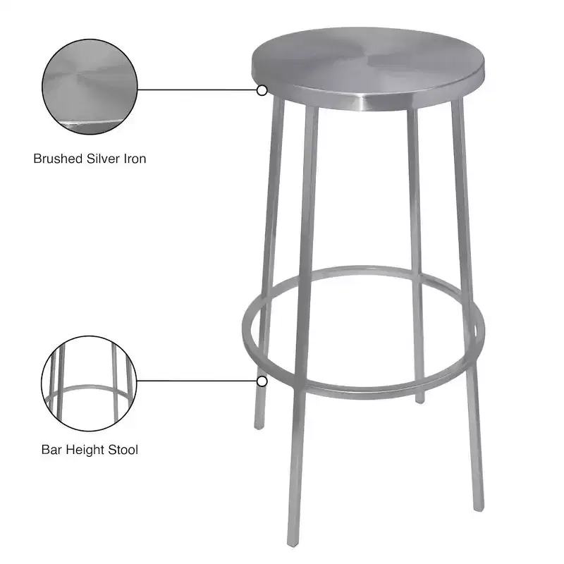 Silver Iron Bar Stool