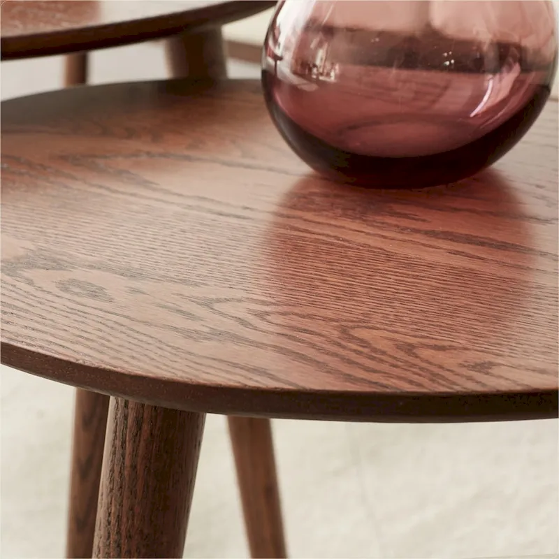 Solid Oak Wood Pebble-Shaped Coffee Table