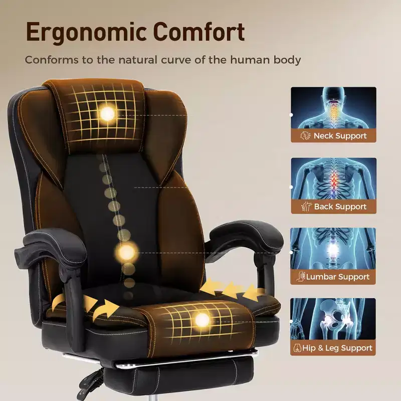 Captiva Designs Executive Ergonomic Office Chair Big & Tall Swivel Office Chair with Footrest and Recline Function, Black