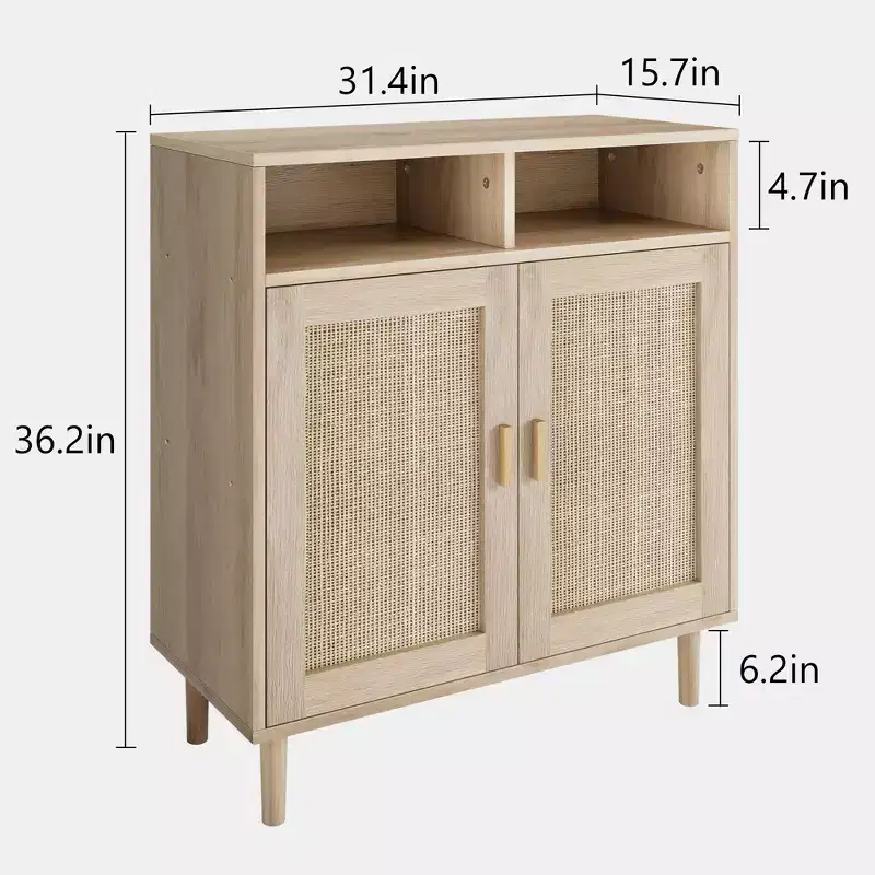 COZONY Rattan Sideboard Buffet Cabinet with 2 Doors  Modern Accent Storage Console Table for Dining Room, Entryway & Coffee Bar, Natural
