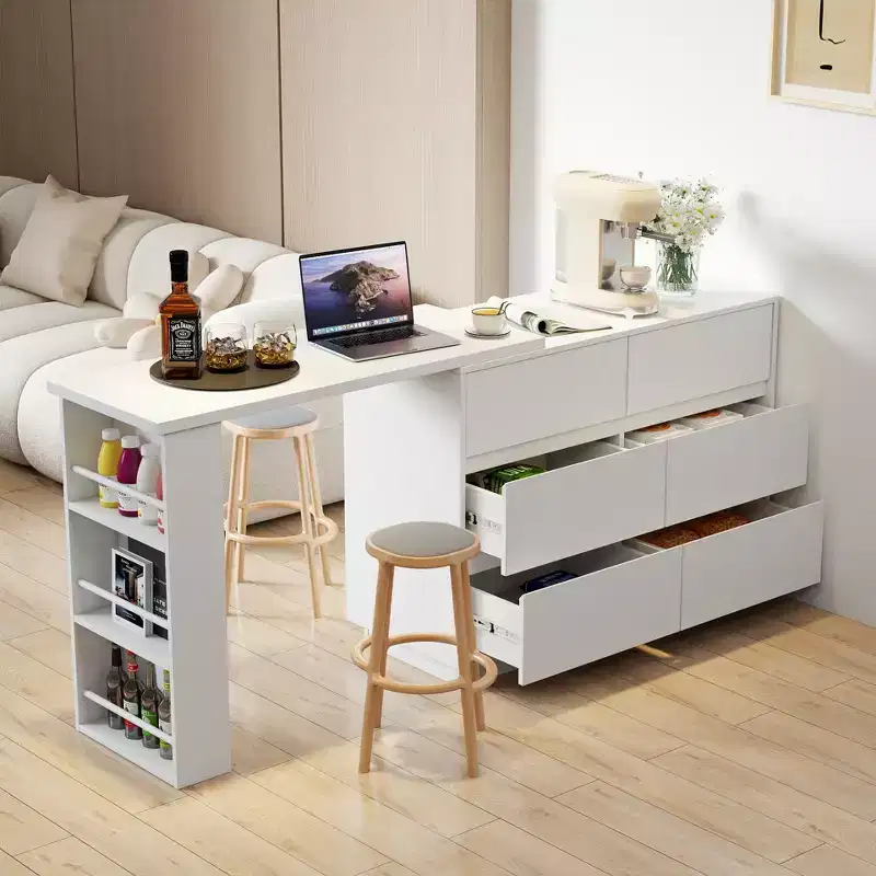 JVNOXK L-Shaped Extendable Desk & Vanity Set with 6 Drawers for Ample Storage, Ideal for Office and Bedroom Makeup Routines, White
