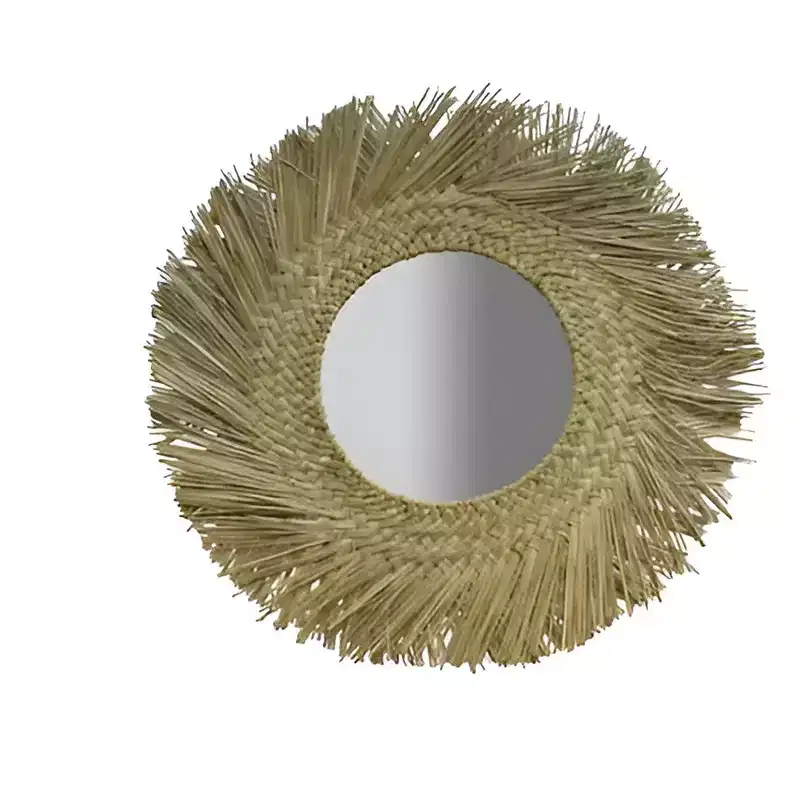 Slickblue Round Seagrass Wall Mirror 36 Natural Woven Frame 15 Central Mirror for Coastal Decor