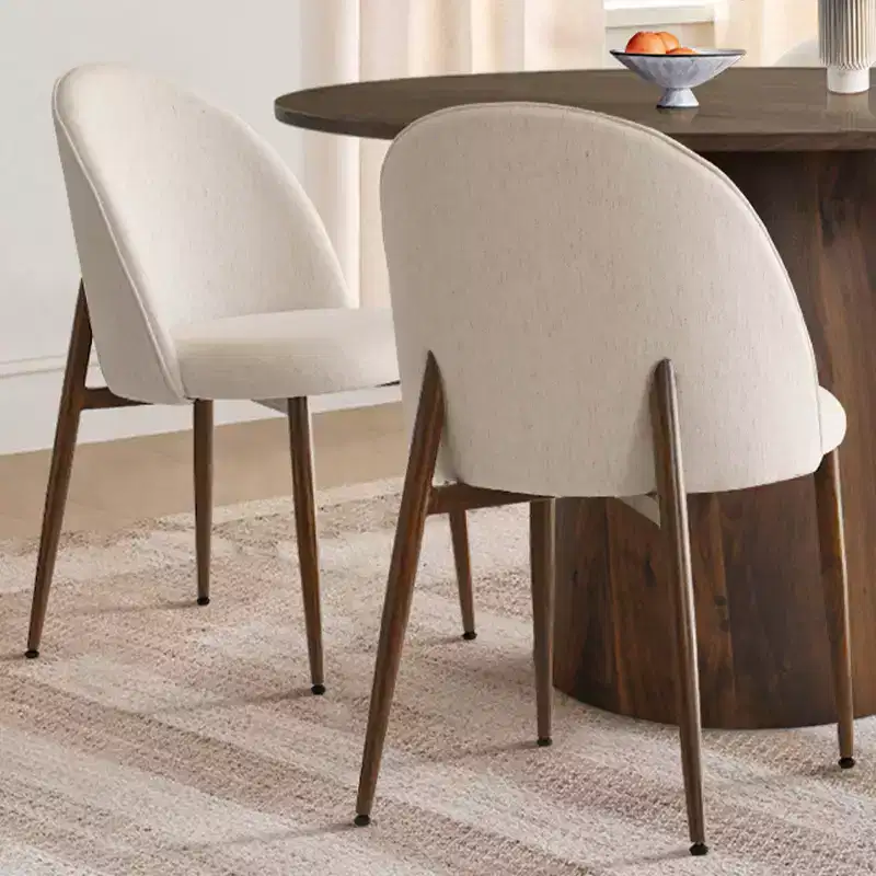 5-Piece Round Dining Set, 46 Walnut-Tone Pedestal Table and Armless Upholstered Chairs, for Breakfast Nooks-Panipeachy