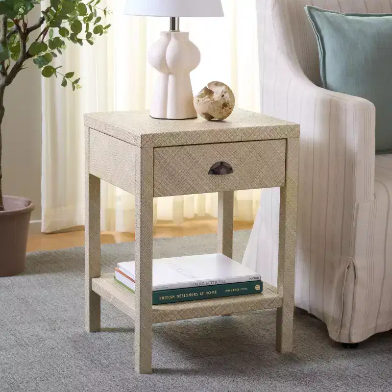 1 Drawer 1 Shelf Accent Table, Natural