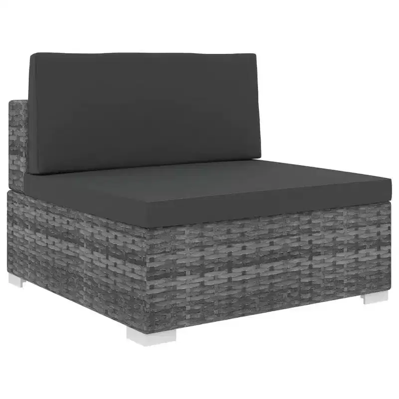 vidaXL Patio Furniture Rattan Sofa Chair Middle Seat with Cushions Poly Rattan