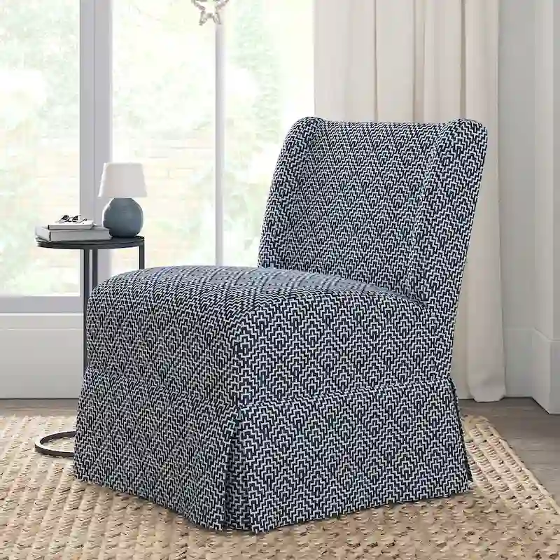 Falk Upholstered Farmhouse Armless Chair with Slipcover and Solid Wood Legs by HULALA HOME