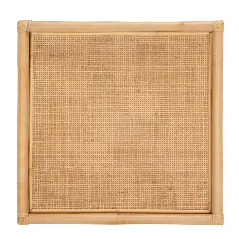 Square Rattan Accent Side Table, Natural Coastal Tray-Top End Table, No Assembly