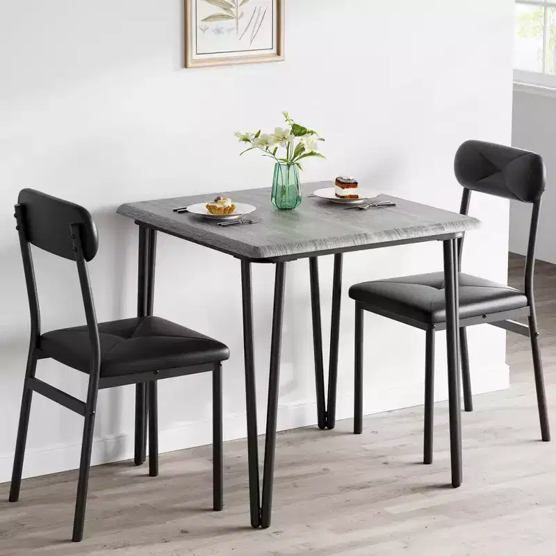 3 Piece Dining Table Set, with 2 Upholstered Chairs
