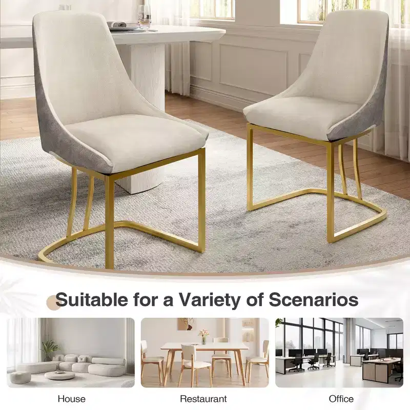 CLIHOME Set of 2 Modern High Back Dining Chair with Metal Legs