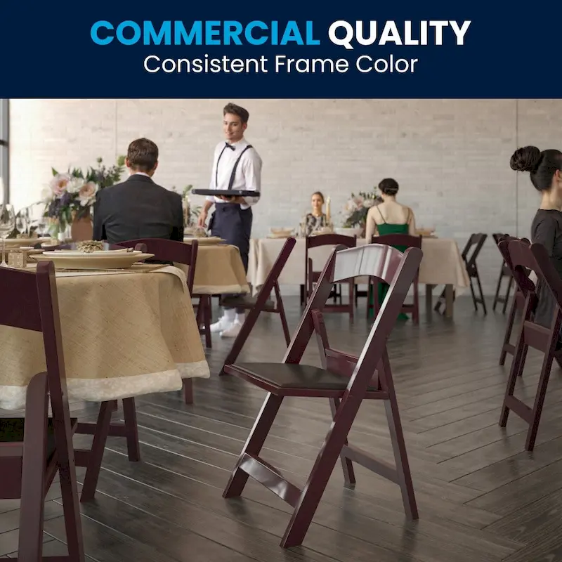 Lightweight Resin Folding Chairs with Vinyl Seats (Set of 4)