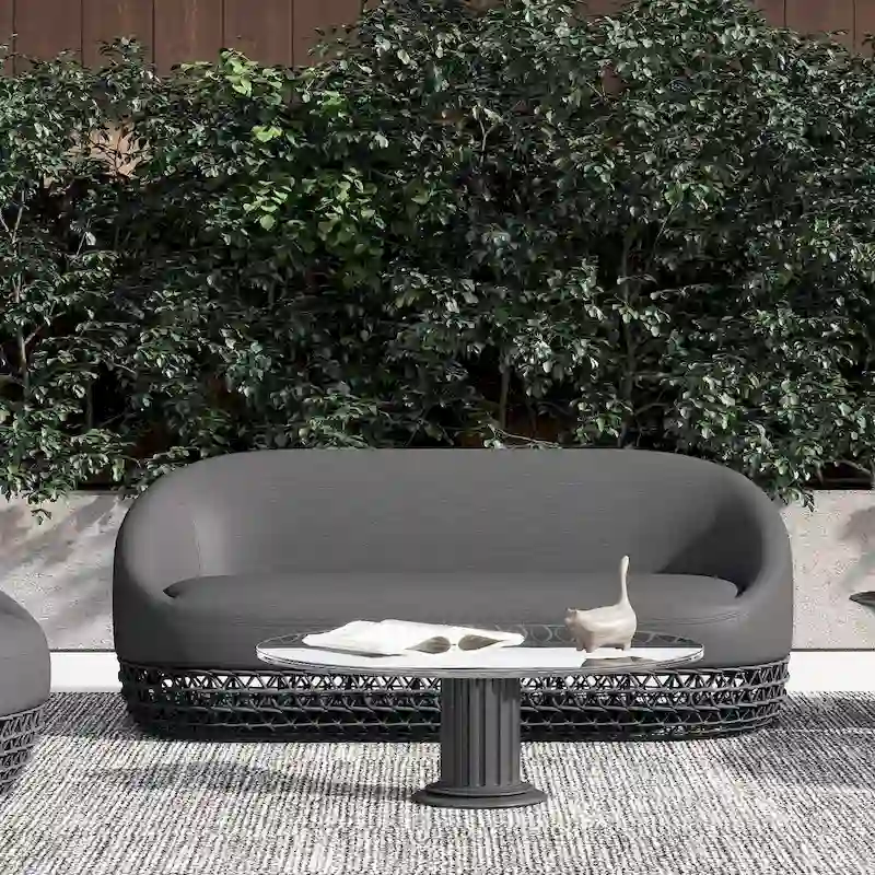 Willow 3-Piece Upholstered Rope Woven Patio Deep Seating Conversation Set