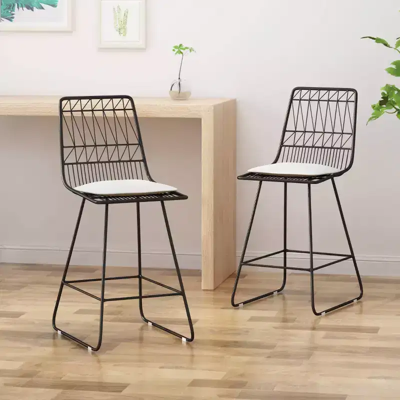 Set of 2 Walcott Modern Iron Counter Height Barstools - Christopher Knight Home