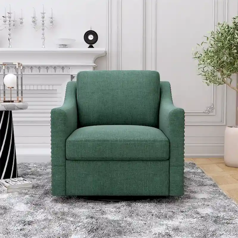 Swivel Linen Blend Modern Soft Velvet Material Ergonomics Accent Chair