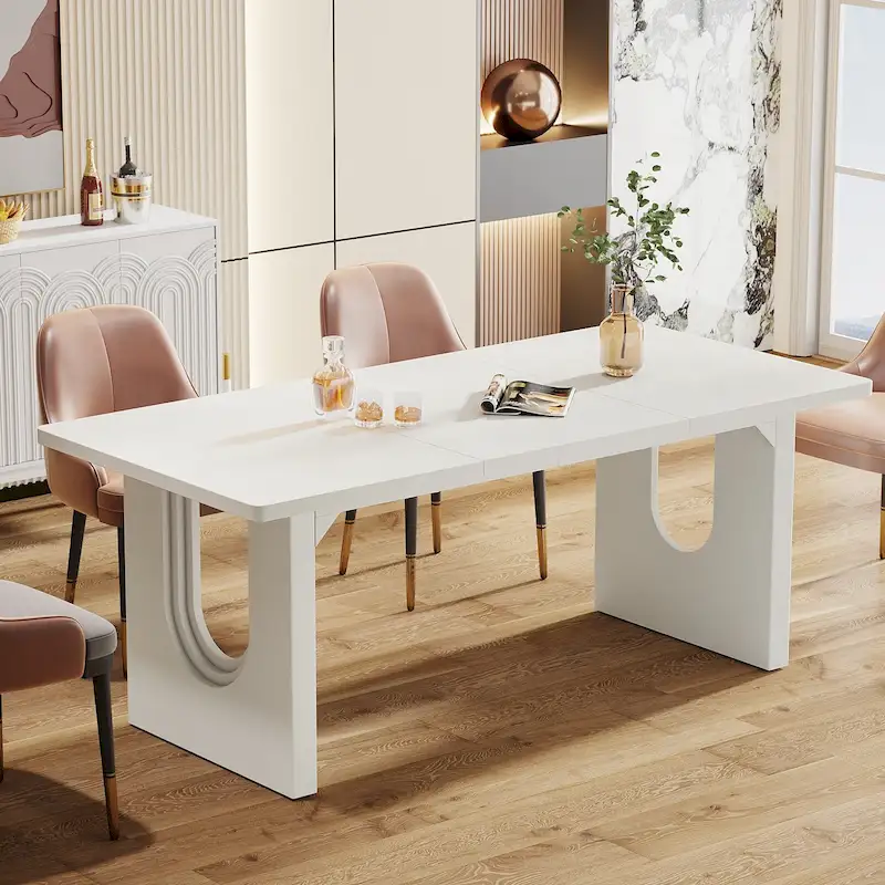 70.89 Rectangle Dining Table for 6-8 People, Modern Simple Wood Kitchen Table