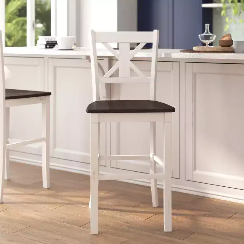 Commercial Grade Solid Wood Modern Farmhouse Counter Height Barstool