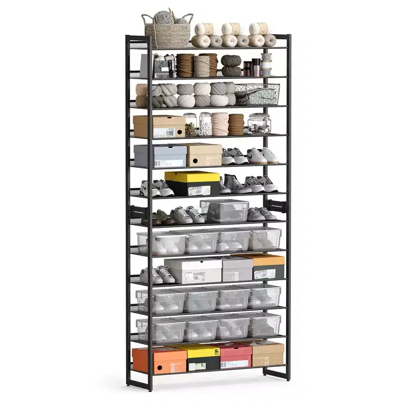 12-Tier Shoe Rack Tall Metal Shoe Storage Organizer