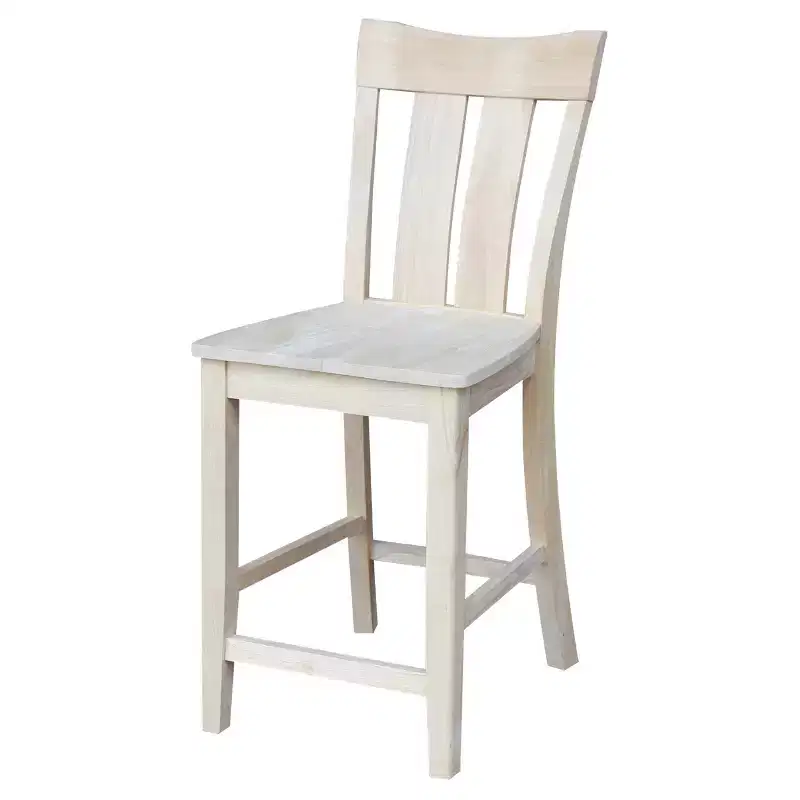 24" Ava Counter Height Barstool Unfinished - International Concepts: Solid Wood, Square Seat