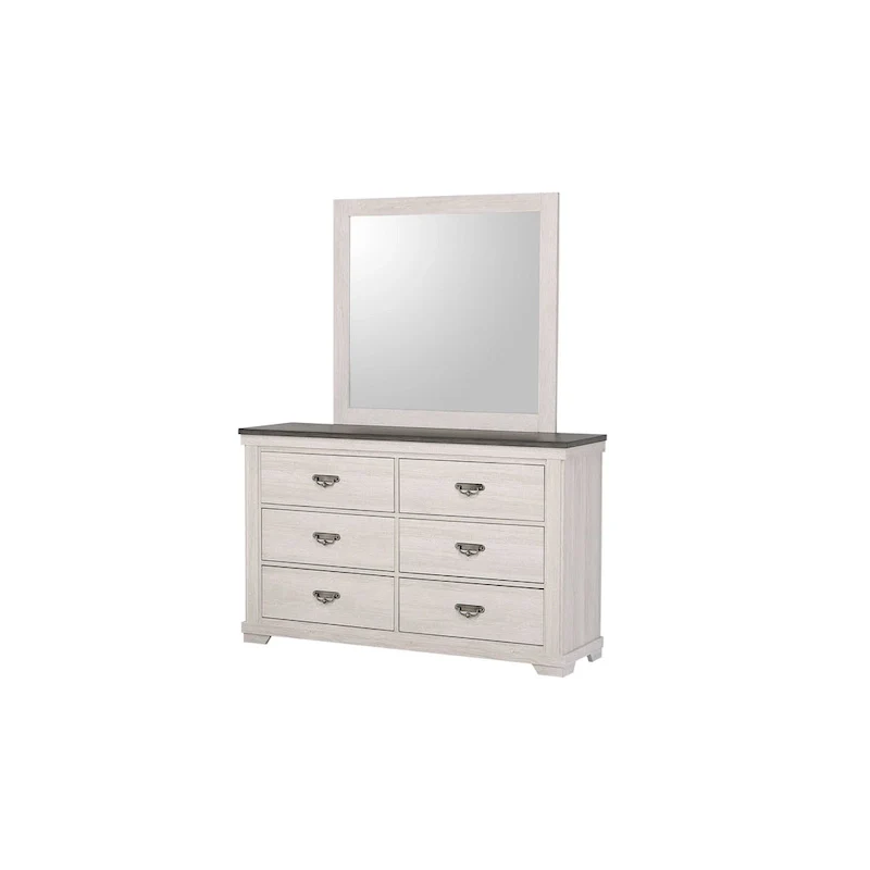 Candra 6 Piece Cream Brown Panel Bedroom Set