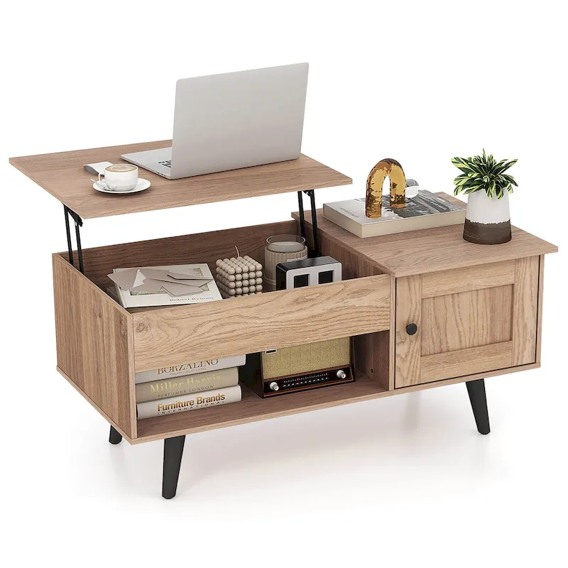 Lift Top Coffee Table with Storage Hidden Compartment Cabinet