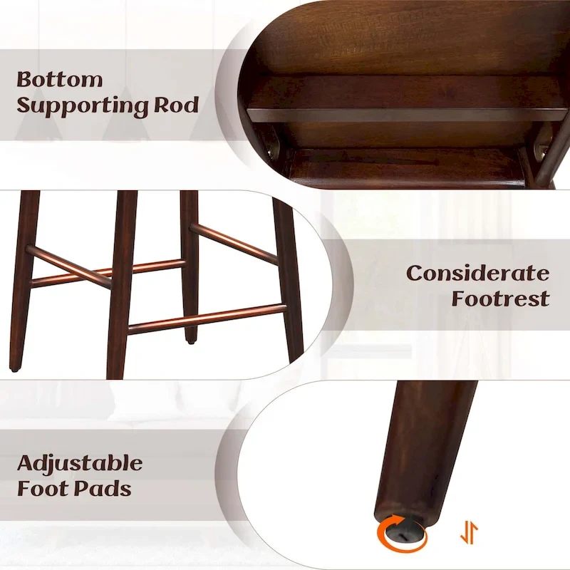 Wooden Bar Stools Set of 2/4 with Acacia Wood Legs