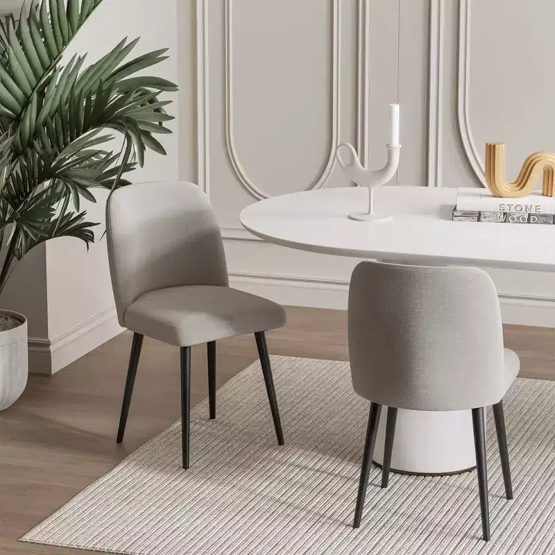 MAYEERTY Dining Chair Black Metal Leg Gray for Dining Room Kitchen