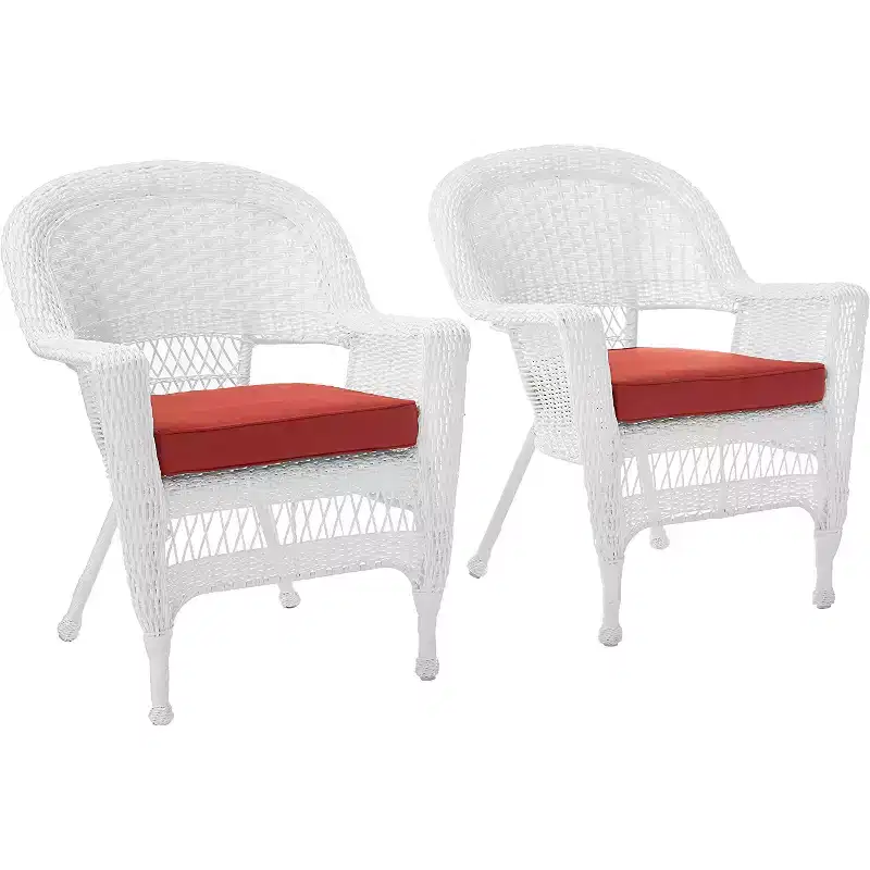 HomeStock Zen Zone Chair Set of 2, Durable Resin Wicker, Weather-Resistant with Cushions